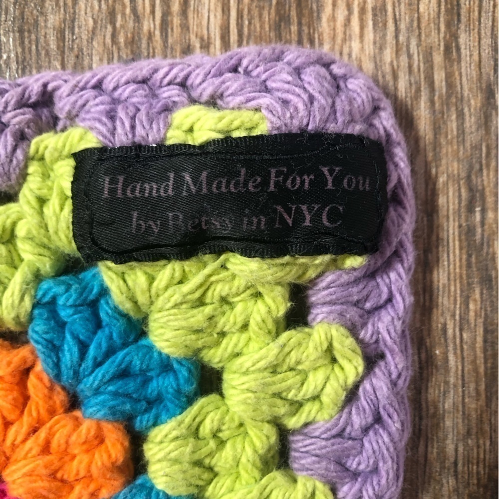 Vintage Handmade Multicolor Granny Square Blanket Crochet - Picture 6 of 7